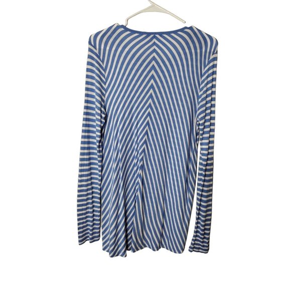 Banana Republic Top Womens Petite Small Striped High Low Hem Casual Blue White - Picture 2 of 8